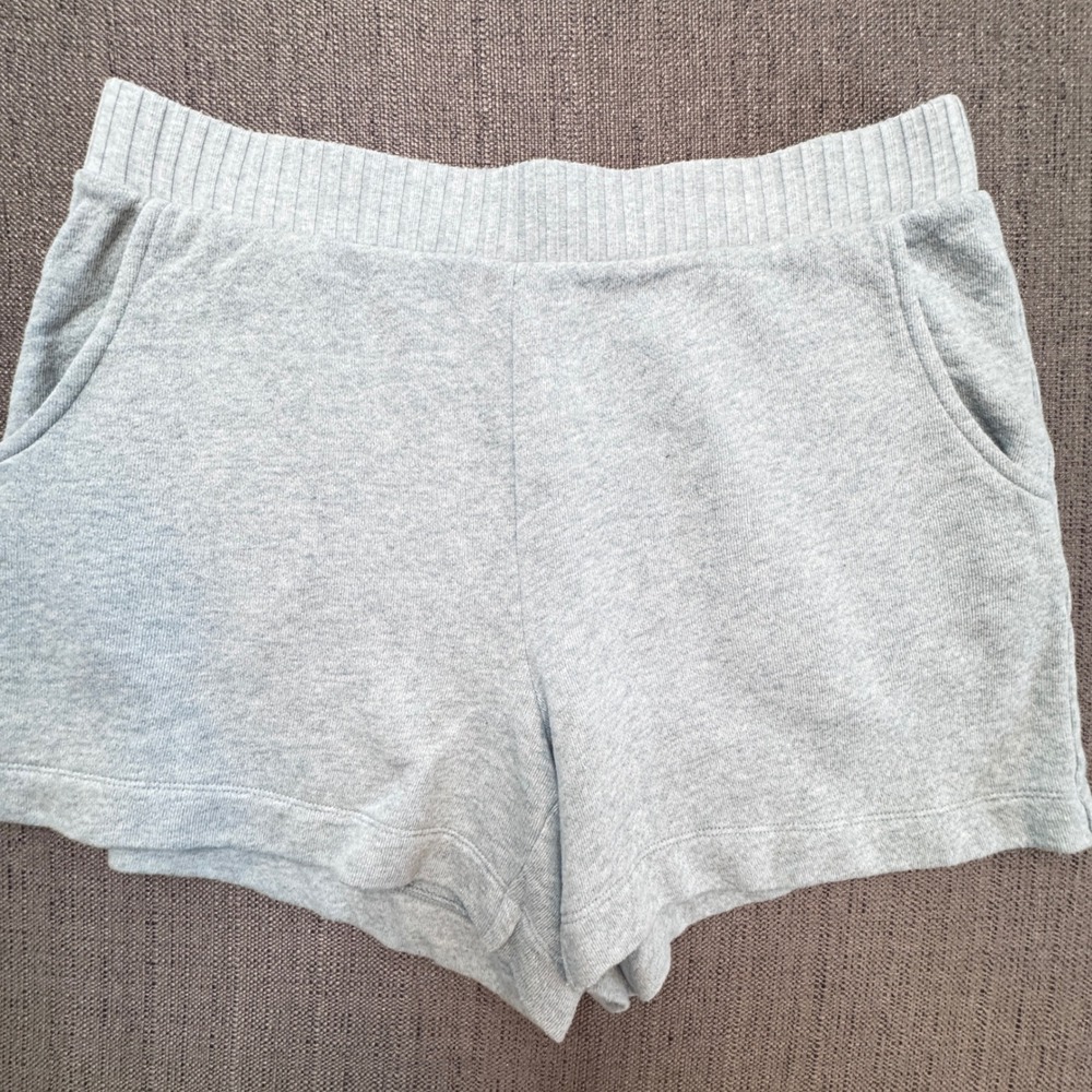 Cabi Womens Heather Blue Grey Cotton Knit Lounge Shorts Pockets 6647 Size M